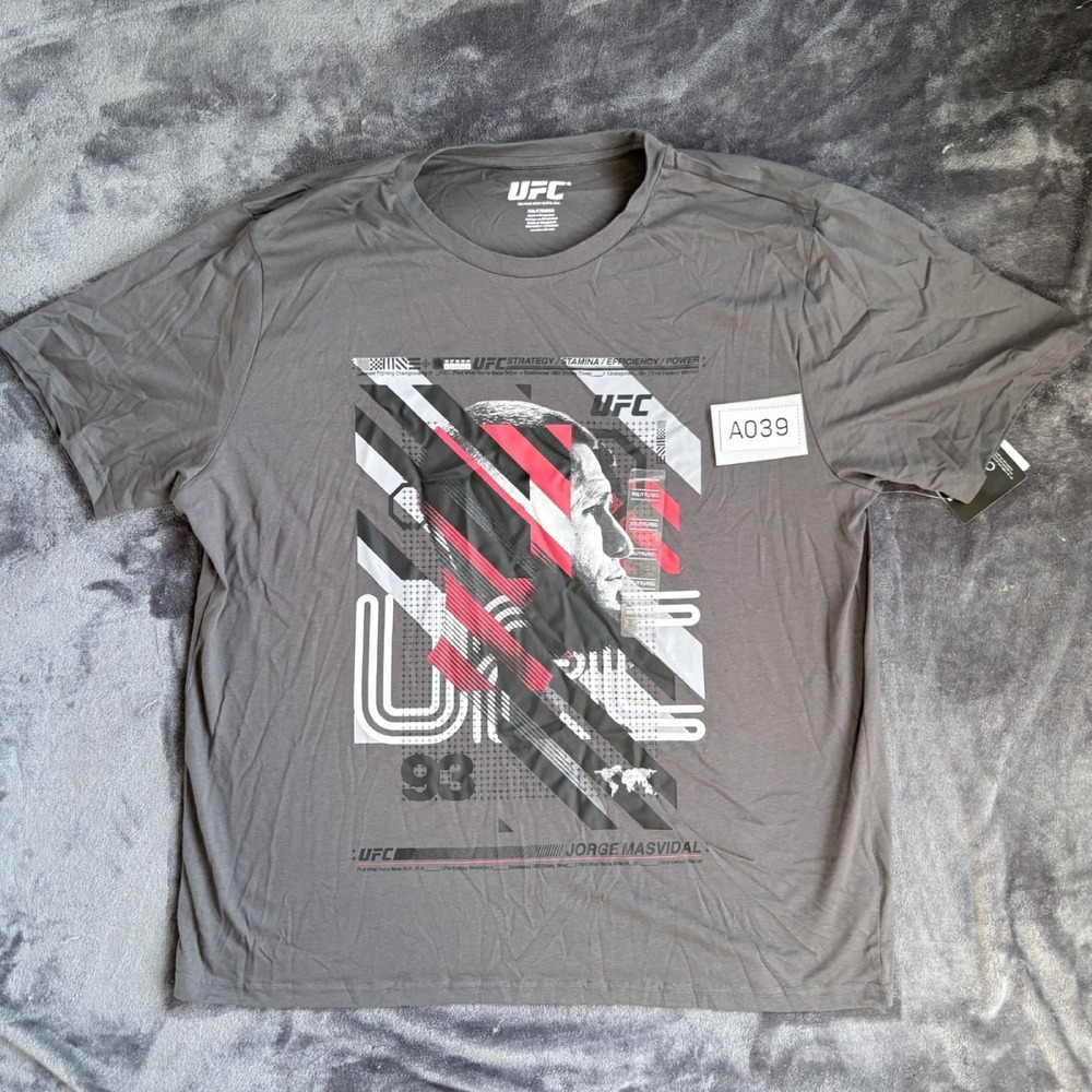 UFC Jorge Masvidal Graphic T Shirt Volcanic Ash Gray XXL Mens MMA Tee VTG NWT